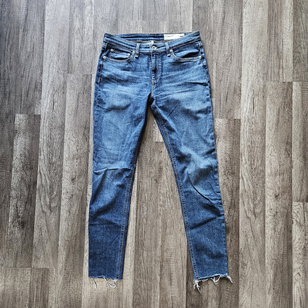 Rag and Bone Cate Mid-Rise Skinny Jeans Juni Raw Hem